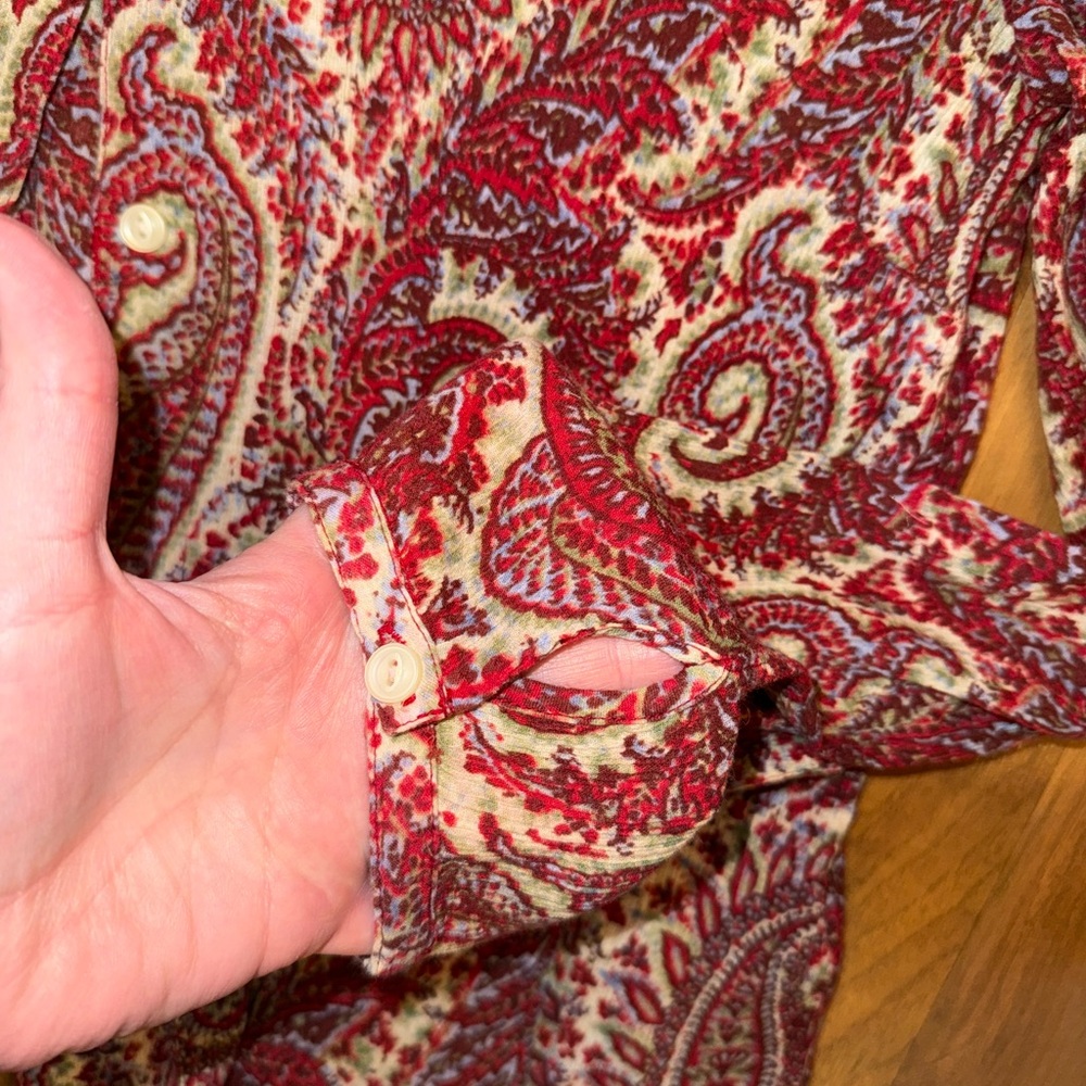 Lauren Ralph Lauren women’s paisley light weight button blouse size large - Picture 4 of 4